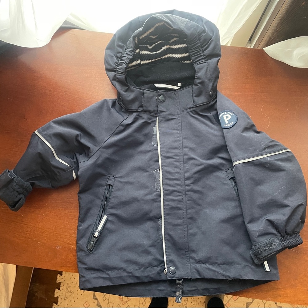 Polarn O Pyret 92cm/1-2yo navy blue classic weatherproof shell jacket
